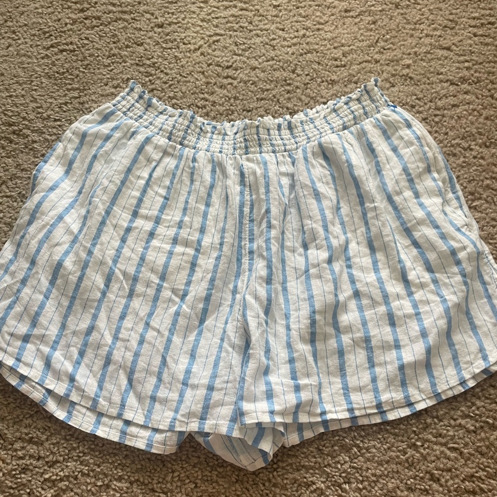 Aerie Blue and White Shorts with Elastic Waistband